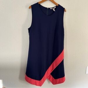 Hutch Anthropologie Blue Pink Textured Shift Mini Dress Size 1X